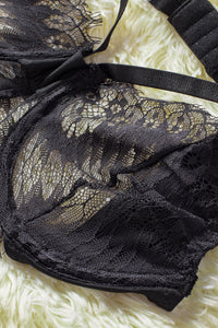 Spitzen-Negligé Suna in schwarz LC31434 Detailansicht BH - Organza Lingerie 